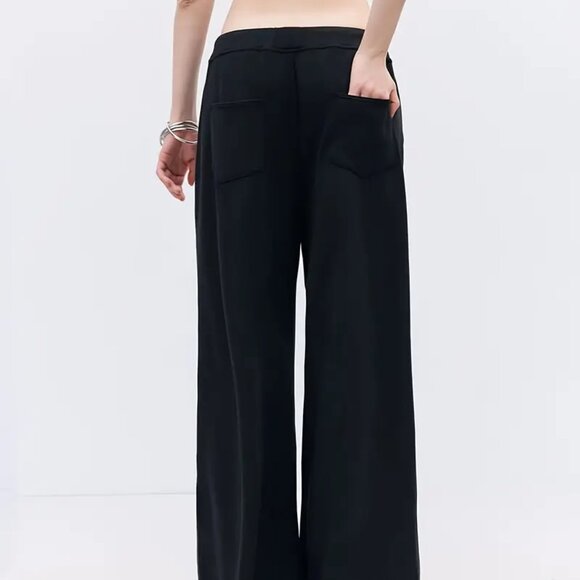 Black Large Silver Grommets Wide Leg Pants Fashionista Goth Y2K Streetwear - Picture 4 of 6